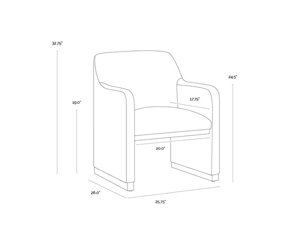 Sunpan JAIME Dining Armchair - Luxurious Fior Vanilla Upholstered Chair with Gold Base for Modern Elegance 110833