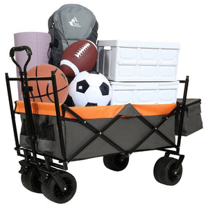 English Elm 480lbs Foldable All-terrain Wagon with Canopy Mosquito Net for Camping Outdoor Orange W2932P253227