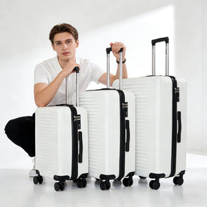 English Elm 2025 Hardshell Abs Luggage Set with Spinner Wheels and Built-in Lock for Secure Travel White W2710P459013