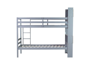 English Elm Twin Over Twin Bunk Bed With Storage Shelves, Safety Guardrails, Ladder & Convertible Design In Grey W504S00213-GIGA