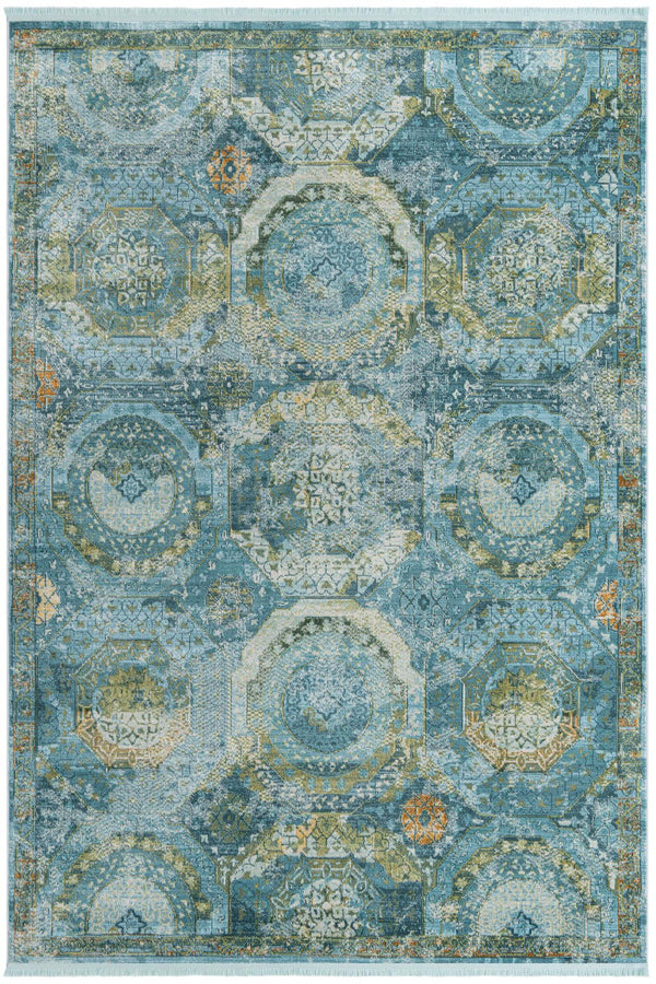 Unique Loom Baracoa Coppelia Machine Made Geometric Rug Light Blue, Blue/Cream/Green/Ivory/Tan 7' 1" x 10' 0"