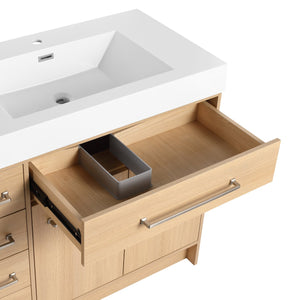 English Elm 72" Freestanding Bathroom Vanity with Double Resin Sink, Original Oak Finish, 4 Doors & 6 Drawers, Soft-Close W1972P315234