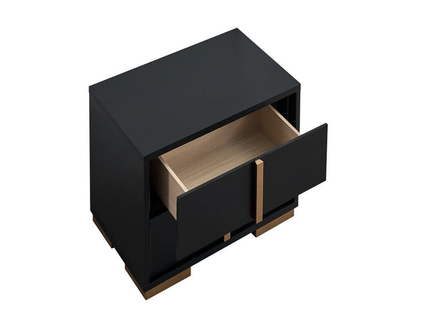 English Elm Steeler 2-drawer Nightstand Black Laminate Gold Accent Glam Bedside Cabinet B078P497916