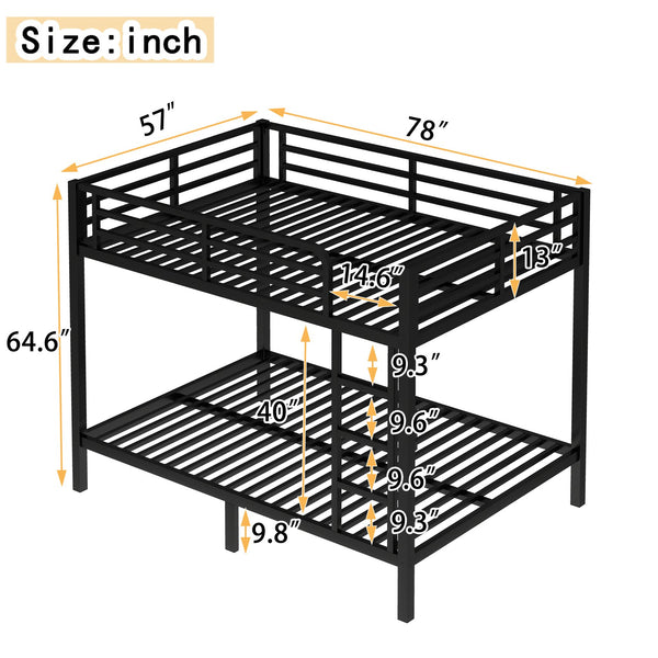 English Elm Metal Full over Full Bunk Bed Sturdy Steel Frame, Noise-Reducing, Space-Saving Design, 350/500lb Capacity W1580P309630