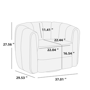 English Elm Swivel Teddy Barrel Chair with 360° Rotation, Plush Upholstered Round Accent Chair, Durable Frame White W2606S00028