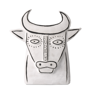 Thomas the Bull: Exquisite Handcrafted Porcelain Vessel with Whimsical Black Details – Artful Decor!