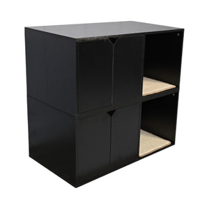 English Elm 35.83" Modern Black Cat Litter Box Enclosure with Durable PB/MDF Build and Corrugated Scratch Pad W1412P271585