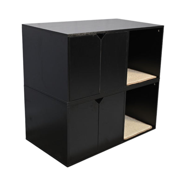 English Elm 35.83" Modern Black Cat Litter Box Enclosure with Durable PB/MDF Build and Corrugated Scratch Pad W1412P271585