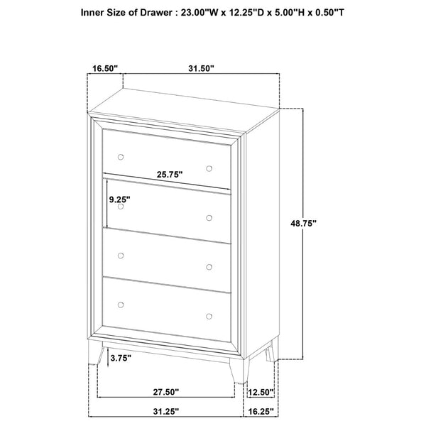 English Elm Anza Queen Bedroom Set with Taupe Upholstered Headboard and Walnut Finish Storage B062S01691
