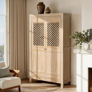 English Elm Rowan Reclaimed Pine Two Door Accent Cabinet with Carved Handles Rustic Storage B2719P474441