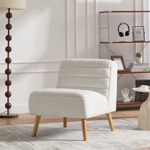 English Elm 24.4" Wide Modern Armless Chenille Accent Chair With Rubber Wood Legs - Stylish Comfort For Any Space W3098P308775