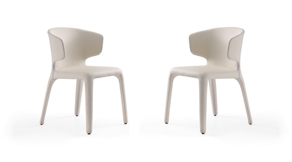 English Elm Conrad Cream Upholstered Dining Chairs Set of 2 — Metal Frame, High-Density Foam, Faux Leather Comfort B365P397771