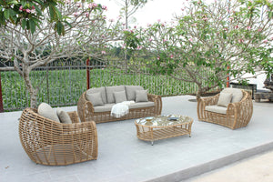 VIG Furniture Renava Sandra - Outdoor Beige + Wicker Sofa Set VGATRASF-227