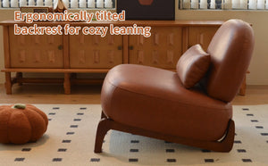 English Elm Cute Faux Leather Armless Accent Chairs Set of 2 with Solid Wood Legs Modern Seating Brown W2105S00018