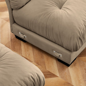 English Elm U Cloud Sectional Sofa with Movable Ottomans, Deep Velvet 4‑Seat Convertible Corner Couch, Plush Support and Bolster Arms Camel W714S01103