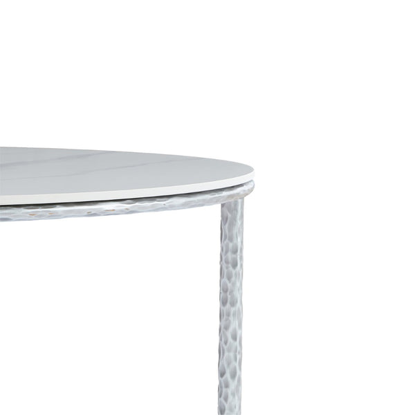 English Elm Sintered Stone Square Dining Table with Hand Hammered Iron X Base Artisan Craft Forged Pewter N771P400389Y
