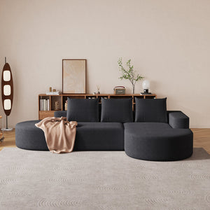 English Elm Modern Curved Sectional Sofa Set - Chenille Upholstered L-Shaped Couch For Stylish Living Room Comfort W834S00450