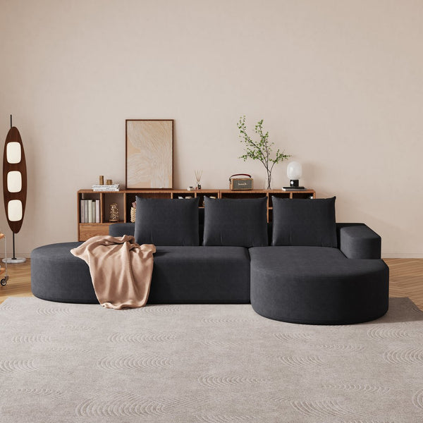 English Elm Modern Curved Sectional Sofa Set - Chenille Upholstered L-Shaped Couch For Stylish Living Room Comfort W834S00450