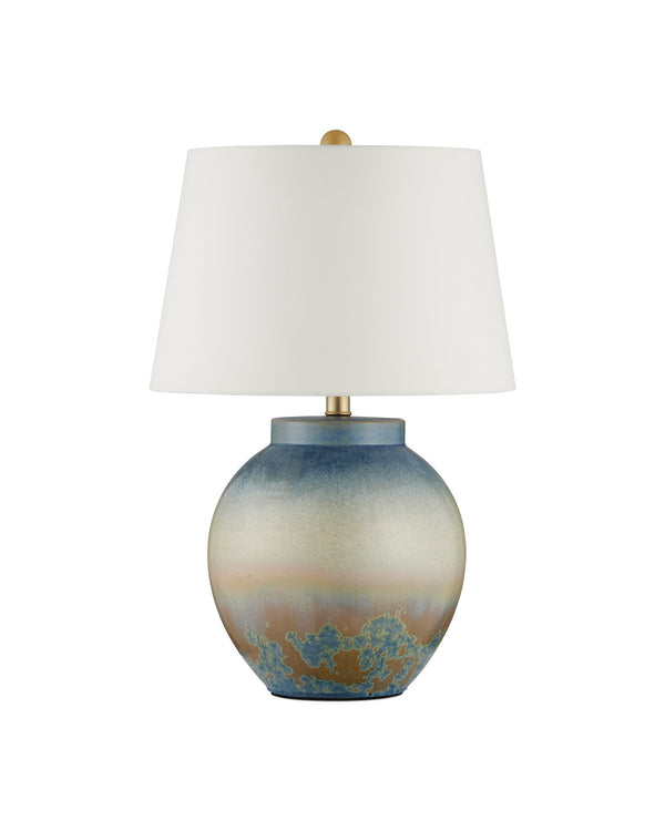 Currey & Company Dawning Table Lamp - Unique Ceramic Design With Sunrise-inspired Colors And Textured Crystals Green Ceramic 6000-1039-currey-company