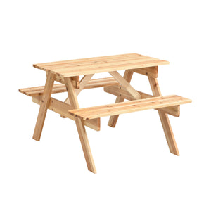 English Elm Children's Natural Wood Dining Table and Chairs Set – Multi-Functional, Durable, Perfect Gift for Kids W495P298900