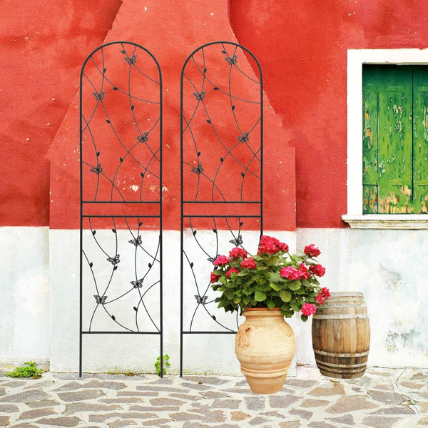 English Elm 4 Pack Powder-coated Metal Garden Trellis Panels Rustproof Climbing Plant Support Outdoor W1586P268062