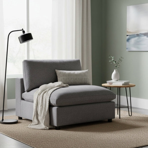 English Elm Cassandra Charcoal Armless Slipper Chair - Modern, Plush Design For Living Room Comfort & Style B050P401434