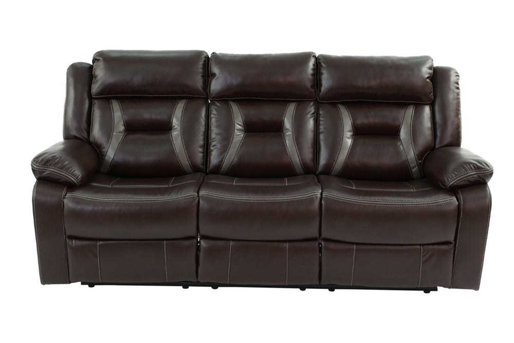English Elm Modern Gel Leatherette Reclining Sofa with Center Console Cup Holders for Living Room B011P467556