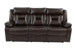 English Elm Modern Leatherette Reclining Living Room Set with Sofa Loveseat and Cup Holder Console B011S02427