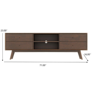 English Elm Ashcroft Furniture - Caroline Mid-Century Walnut TV Stand for Up to 72" Screens — Solid Wood Low-Profile Media Console Brown,Dark Brown B183P231968