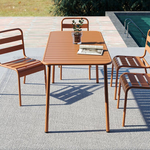 English Elm Sella Long Table In Claret Red - Stylish, Weather-Resistant Outdoor Dining For Balconies & Gardens W3318P308296-GIGA