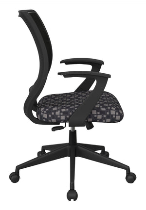 OSP Home Furnishings Screen Back Mesh Task Chair with Lumbar Support and T Arms for Home Office Use Steely EM51022N-K108