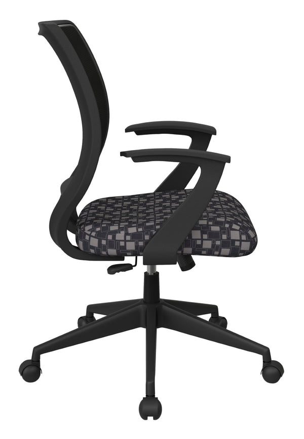 OSP Home Furnishings Screen Back Mesh Task Chair with Lumbar Support and T Arms for Home Office Use Steely EM51022N-K108