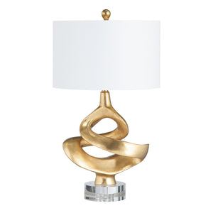 Crestview Collection Contemporary Sculptural Table Lamp - Elegant Gold Design With Crystal Base & Linen Shade For Modern Spaces   Cvavp1959a