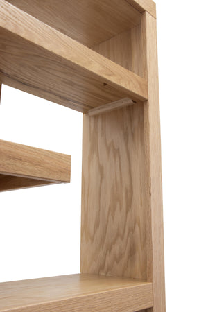 English Elm Laurel Canyon 80" Bookcase — Oak solids & veneers, six alternating shelves, rustic-modern display piece ready Natural B108P292285