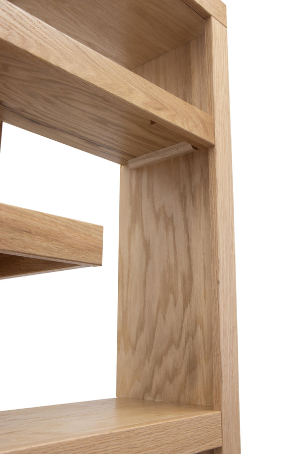 English Elm Laurel Canyon 80" Bookcase — Oak solids & veneers, six alternating shelves, rustic-modern display piece ready Natural B108P292285