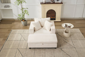 English Elm Chaise Lounge Chair - Modern Upholstered Sleeper Couch With Storage Ottoman For Living Spaces W1170P353052