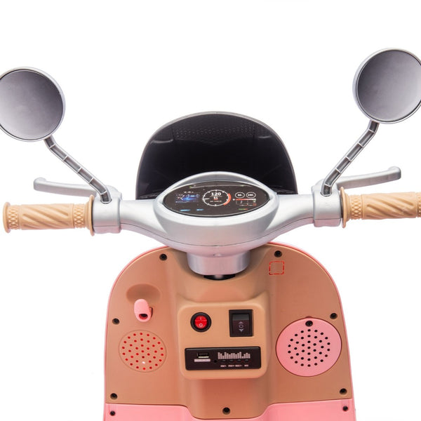 English Elm 12v Dual Motor Two Seater Kids Electric Ride on Motorcycle with Bluetooth Led and Trunk Pink W1578P268012
