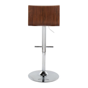 English Elm Mason Contemporary Adjustable Barstool with Swivel, Tufted Walnut Back, Chrome Base & T-Footrest (Set of 2) Cream B202S00979