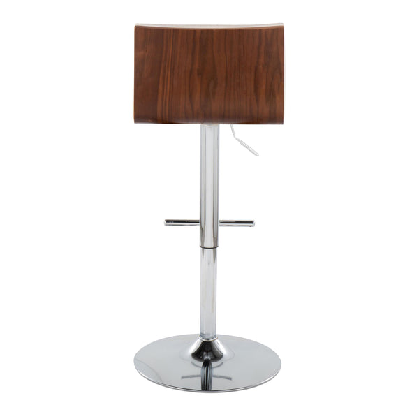 English Elm Mason Contemporary Adjustable Barstool with Swivel, Tufted Walnut Back, Chrome Base & T-Footrest (Set of 2) Cream B202S00979