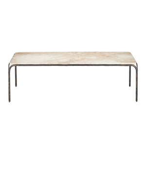 Currey & Company Crema Cocktail Table: Industrial Elegance With Artisanal Craftsmanship & Unique Fold-down Design Natural Marble ,Iron 4000-0220-currey-company