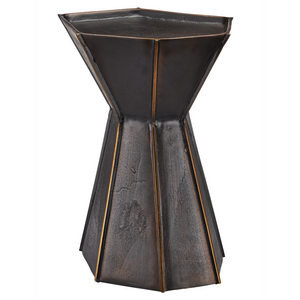 Merola Modern Accent Table in Antique Bronze and Gold - Unique Cast Aluminum Artisanal Design
