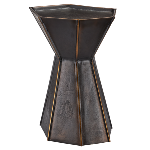 Merola Modern Accent Table in Antique Bronze and Gold - Unique Cast Aluminum Artisanal Design