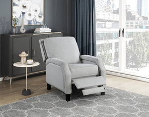 English Elm Push Push Back Reclining Chair Gray Chenille with Nailhead Trim Transitional Comfort Seat Recliner 93 B011P264613