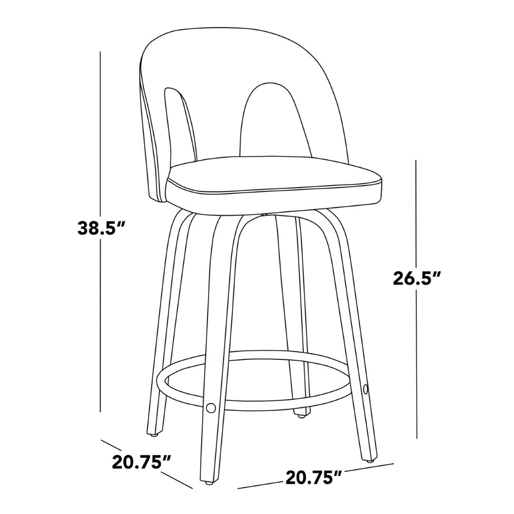English Elm Fixed-height Swivel Counterstools with Walnut Legs Chrome Footrest and White Upholstery B202S01788