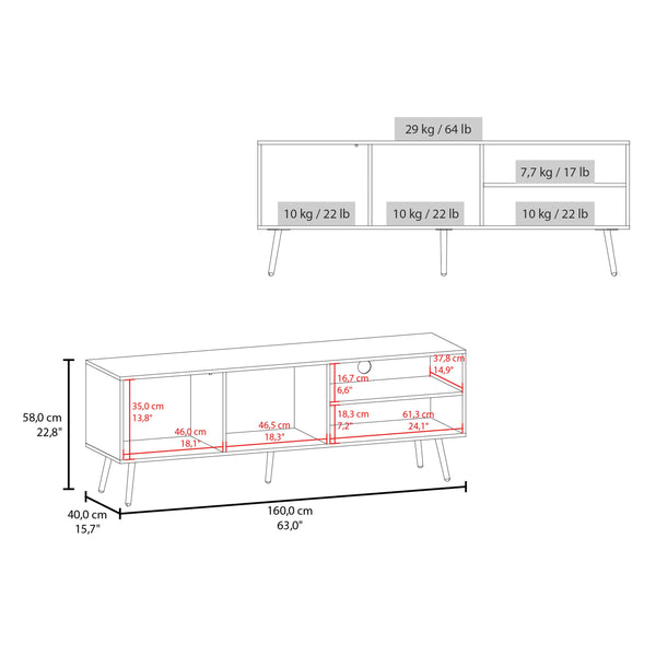 English Elm Wengue TV Stand Entertainment Center with Door and 4 Open Shelves, Elegant Storage for Living Room B062P290225