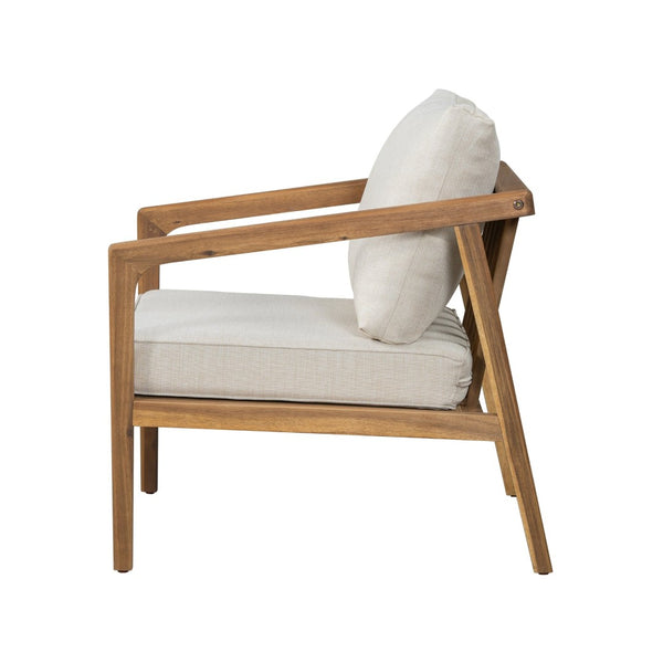 English Elm Westin Solid Acacia Wood 4 Piece Outdoor Chat Set with Cushioned Club Chairs WESTIN 4PCS CHAT SET