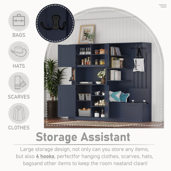 English Elm Multifunctional Hall Cabinet – Stylish 2-In-1 Storage Solution With Hooks For Entryway & Living Room W1580S00187