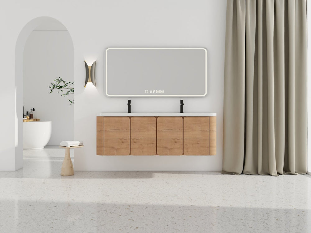 English Elm 60" Freestanding Double Sink Bathroom Vanity with Soft-close Doors and Three Drawers W999S00508