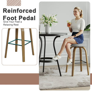 English Elm Swivel Backless Counter Stools Set of 2 with Fabric Seat Bentwood Legs Mid-century Modern Gray W3107P446889
