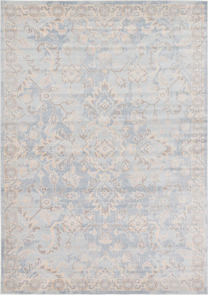 Unique Loom Paris Willow Machine Made Border Rug Light Blue, Beige/Light Blue/Blue/Tan 7' 1" x 10' 0"